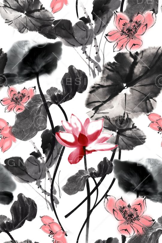 水墨印花华亿平台图片