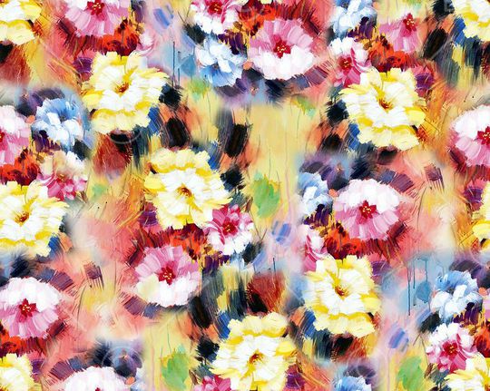 手绘花卉印花华亿平台图片