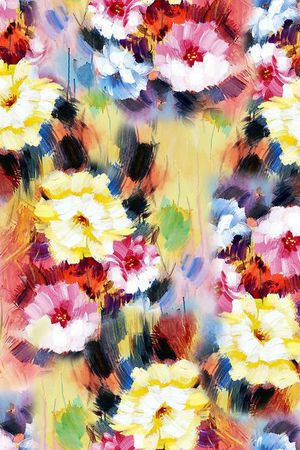 手绘花卉印花华亿平台图片