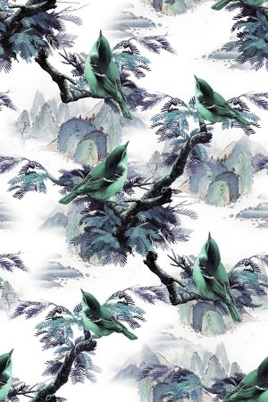 抽象几何清爽梦幻艺术平底立体手绘满版最新高清数码蕾丝民族中国风绣花珠宝肌理时尚潮

流大牌复古欧美风印花华亿平台图片