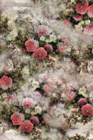 水墨花卉印花华亿平台图片