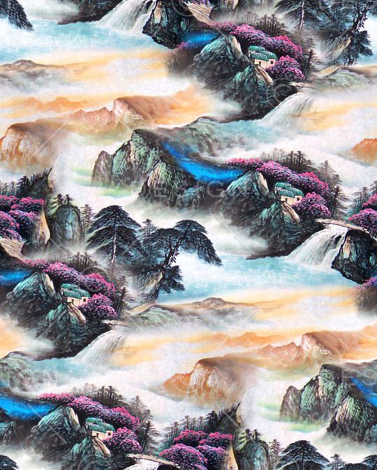 抽象几何清爽梦幻艺术平底立体手绘满版最新高清数码蕾丝民族中国风绣花珠宝肌理时尚潮

流大牌复古欧美风印花华亿平台图片