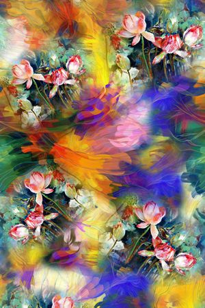 抽象荷花印花华亿平台图片