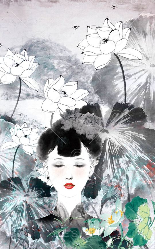 美人旗袍印花印花华亿平台图片