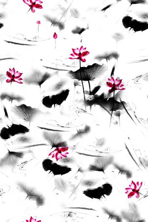 水墨印花华亿平台图片