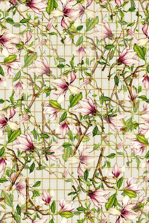 时尚手绘植物抽象印花印花华亿平台图片