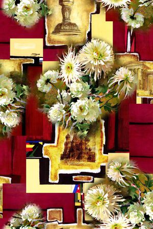 油画几何印花华亿平台图片