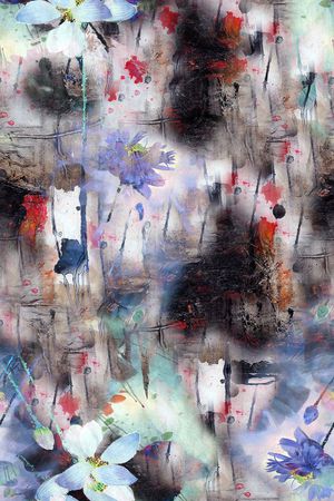 时尚手绘荷花中国风印花印花华亿平台图片