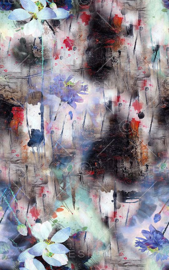 时尚手绘荷花中国风印花印花华亿平台图片