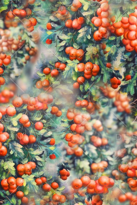 树枝水果印花华亿平台图片