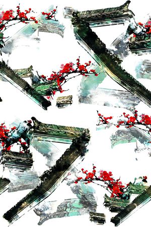 抽象手绘满版最新高清数码时尚潮流大牌复古欧美风中国风印花华亿平台图片