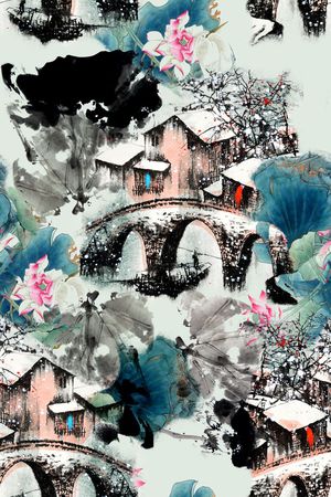 中国风印花华亿平台图片