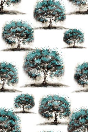 抽象手绘满版最新高清数码时尚潮流大牌复古欧美风树印花华亿平台图片