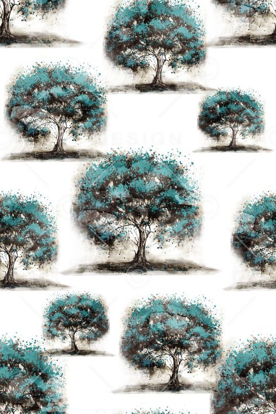 抽象手绘满版最新高清数码时尚潮流大牌复古欧美风树印花华亿平台图片