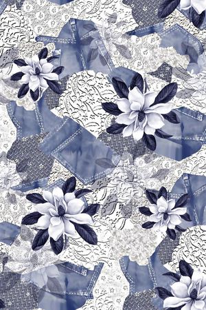 抽象手绘满版最新高清数码时尚潮流大牌复古欧美风牛仔纹理印花华亿平台图片