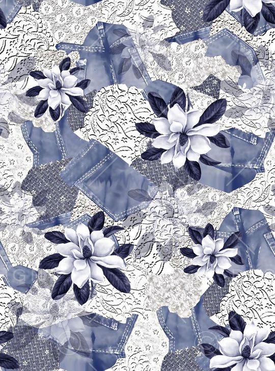 抽象手绘满版最新高清数码时尚潮流大牌复古欧美风牛仔纹理印花华亿平台图片