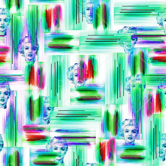 数码抽象色块线条印花华亿平台图片