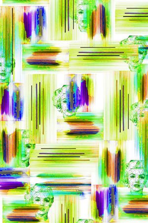 数码抽象色块线条印花华亿平台图片