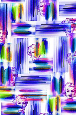 数码抽象色块线条印花华亿平台图片