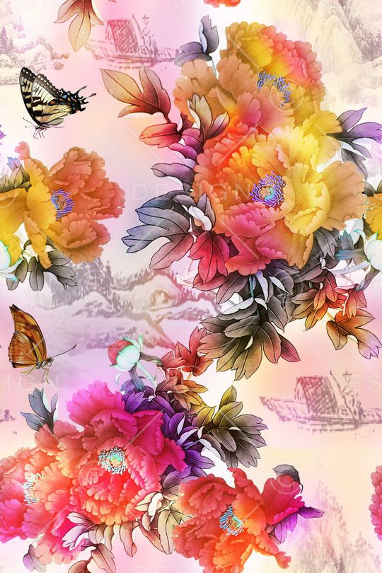 牡丹印花华亿平台图片