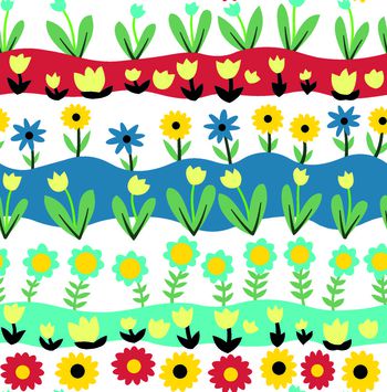 619284-波浪横条太阳花 红色