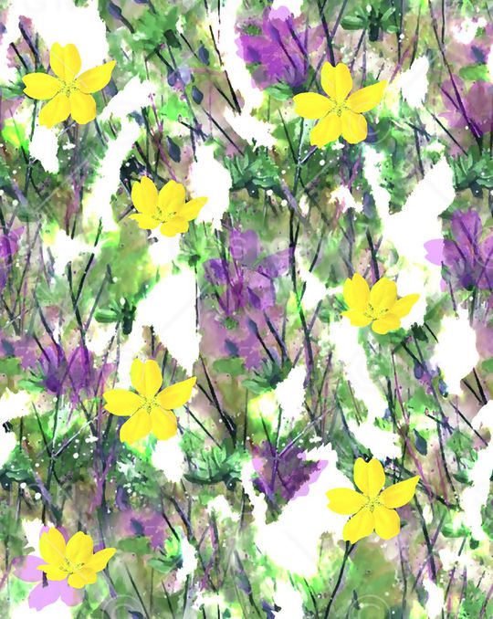 抽象手绘满版最新高清数码时尚潮流大牌复古欧美风小花卉印花华亿平台图片