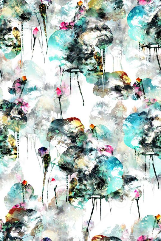 抽象手绘满版最新高清数码时尚潮流大牌复古欧美风中国风印花华亿平台图片