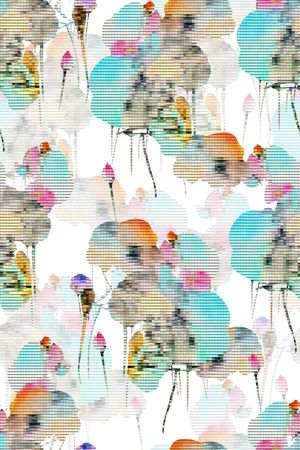 抽象手绘满版最新高清数码时尚潮流大牌复古欧美风中国风印花华亿平台图片