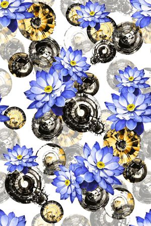 抽象手绘满版最新高清数码时尚潮流大牌复古欧美风高贵花卉印花华亿平台图片