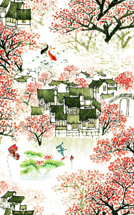 中国风印花华亿平台图片