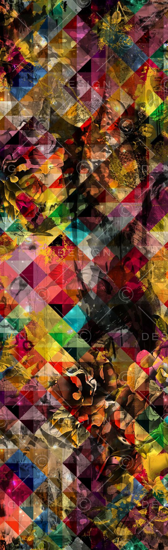 格形花卉印花华亿平台图片