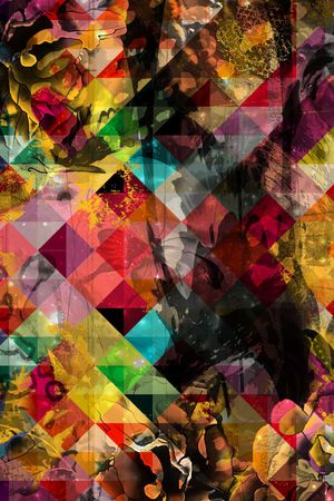 格形花卉印花华亿平台图片