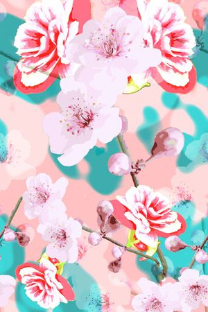 梦幻浪漫花卉印花华亿平台图片