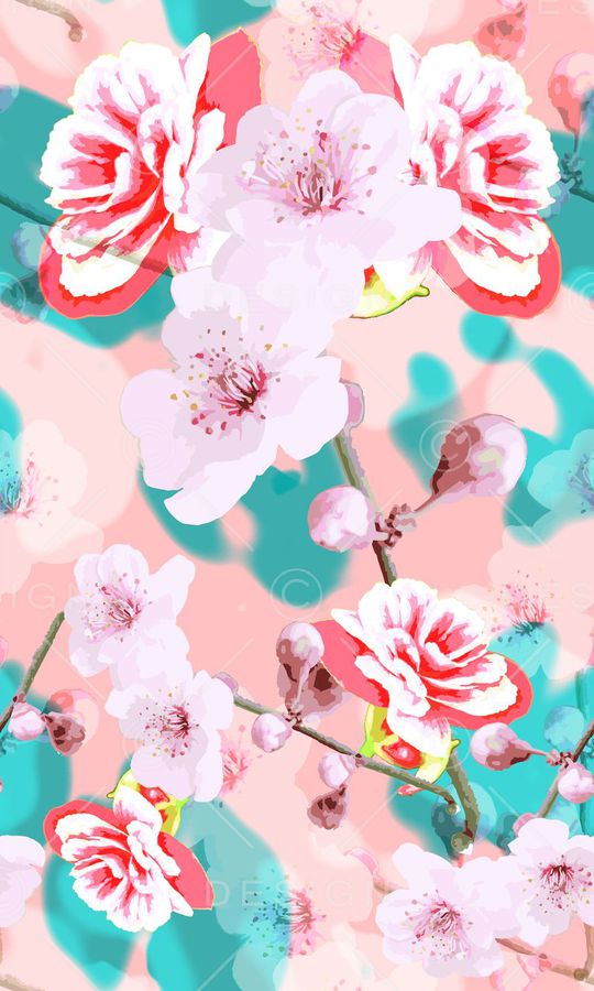 梦幻浪漫花卉印花华亿平台图片