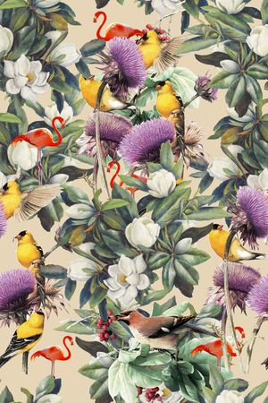 花鸟印花华亿平台图片