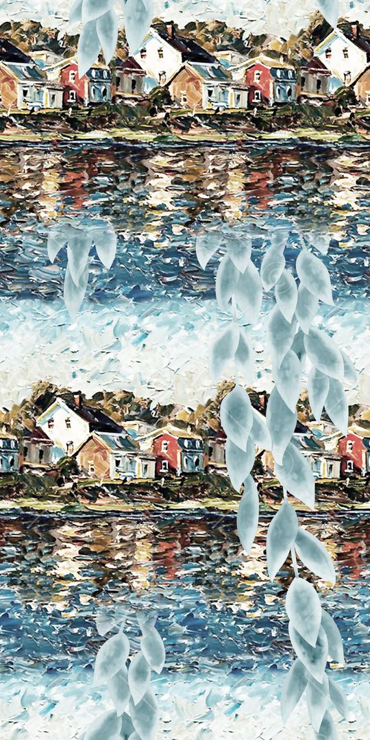 抽象手绘满版最新高清数码时尚潮流大牌复古欧美风风景印花华亿平台图片