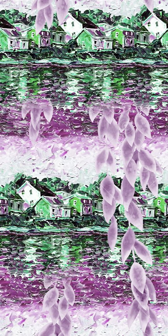 抽象手绘满版最新高清数码时尚潮流大牌复古欧美风风景印花华亿平台图片