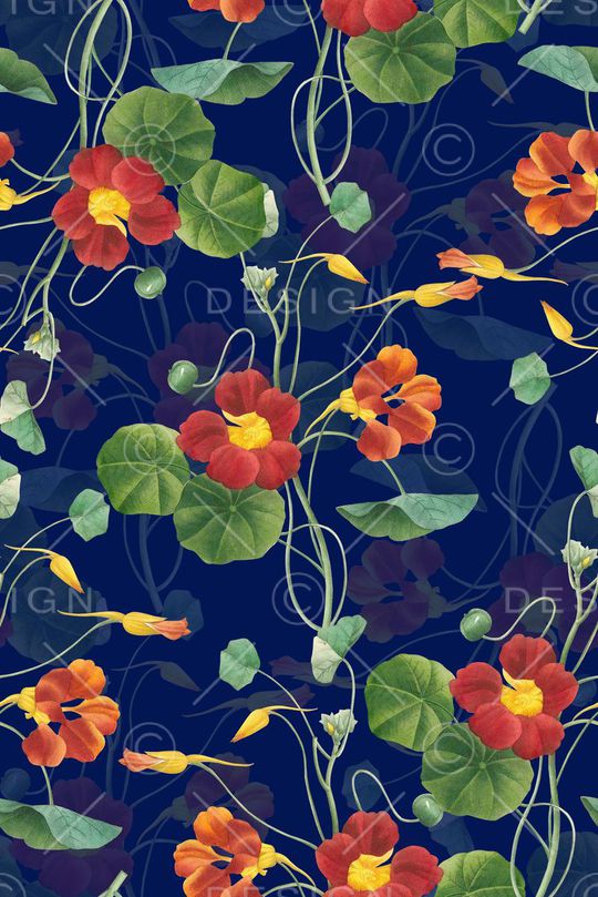 时尚手绘植物油画花卉印花印花华亿平台图片