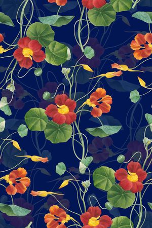 时尚手绘植物油画花卉印花印花华亿平台图片