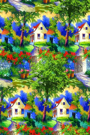 抽象手绘满版最新高清数码时尚潮流大牌复古欧美风油画印花华亿平台图片