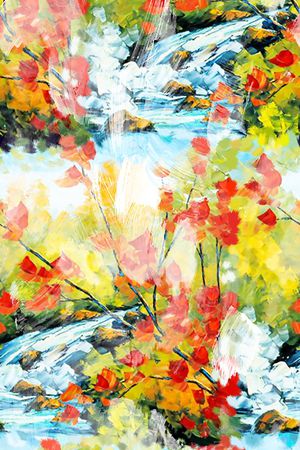 抽象手绘满版最新高清数码时尚潮流大牌复古欧美风风景印花华亿平台图片