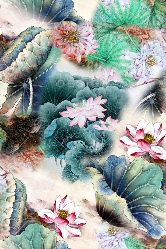 荷花印花华亿平台图片