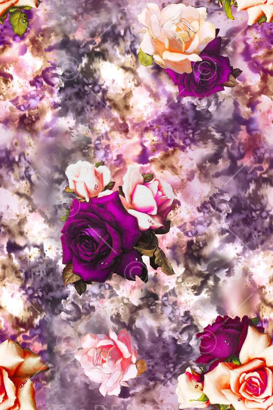 满版花卉印花华亿平台图片