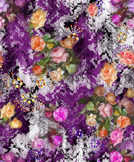 满版花卉印花华亿平台图片