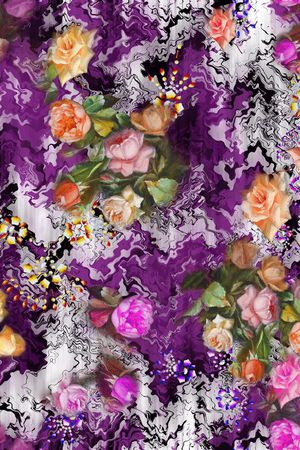 满版花卉印花华亿平台图片