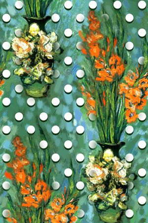 抽象手绘满版最新高清数码时尚潮流大牌复古欧美风油画印花华亿平台图片