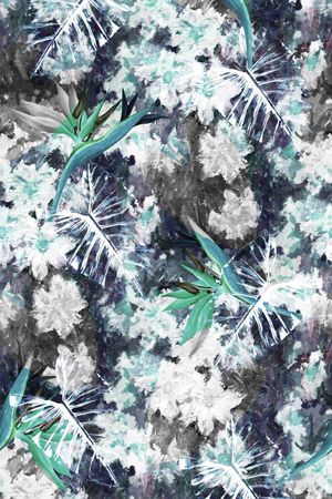 抽象手绘满版最新高清数码时尚潮流大牌复古欧美风花卉印花华亿平台图片