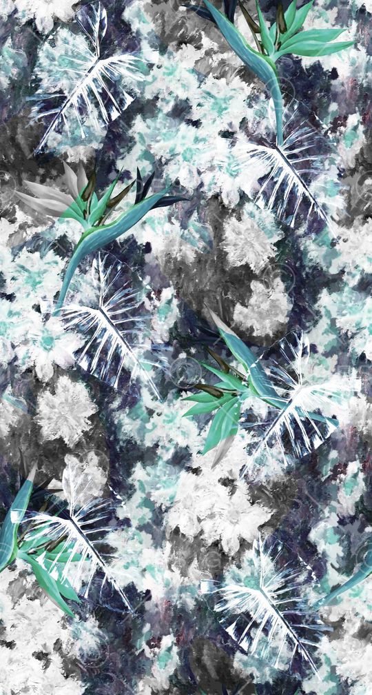 抽象手绘满版最新高清数码时尚潮流大牌复古欧美风花卉印花华亿平台图片