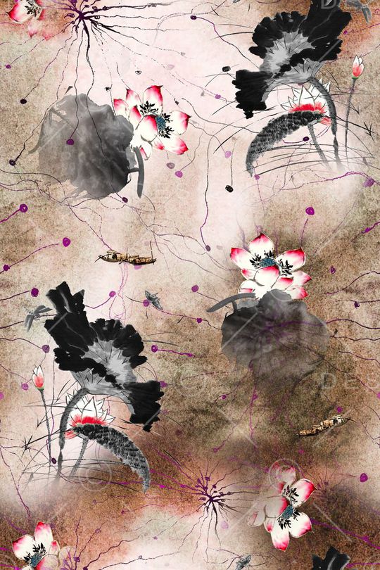 荷花印花华亿平台图片