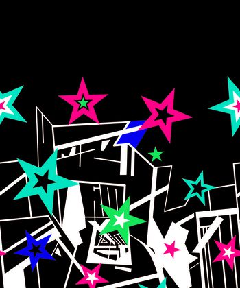 620938-定位时尚五角星插画 梅红